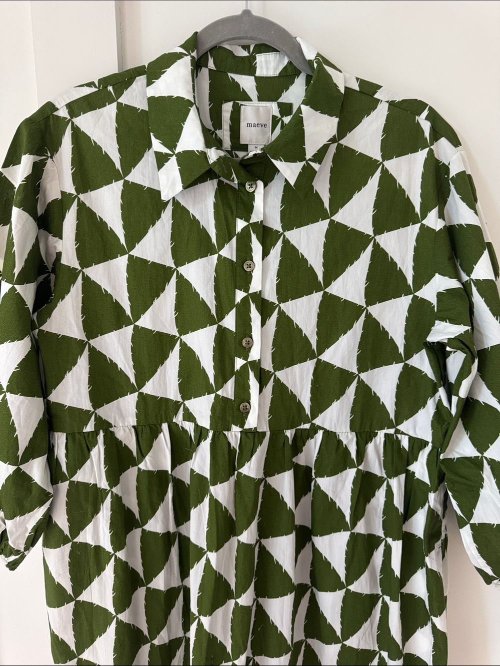 Anthropologie MAEVE The Bettina Tiered Shirt Dress In Green M - Picture 4 of 9